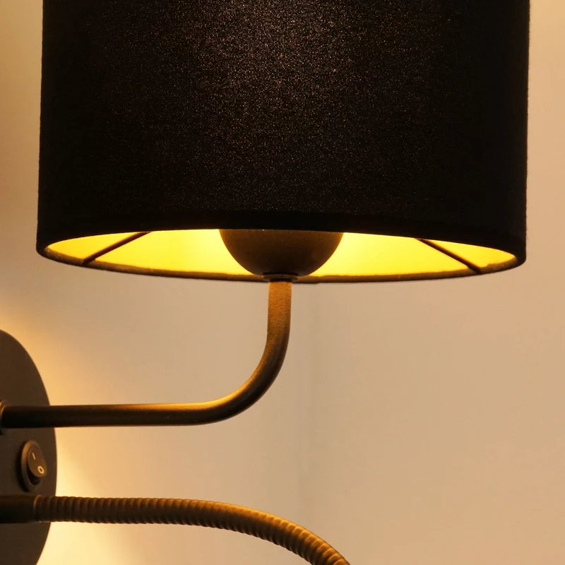 B-Ware Duolla Wandleuchte Leuchte Lampe schwarz Samt Leselicht Metall E27 G9 2flg
