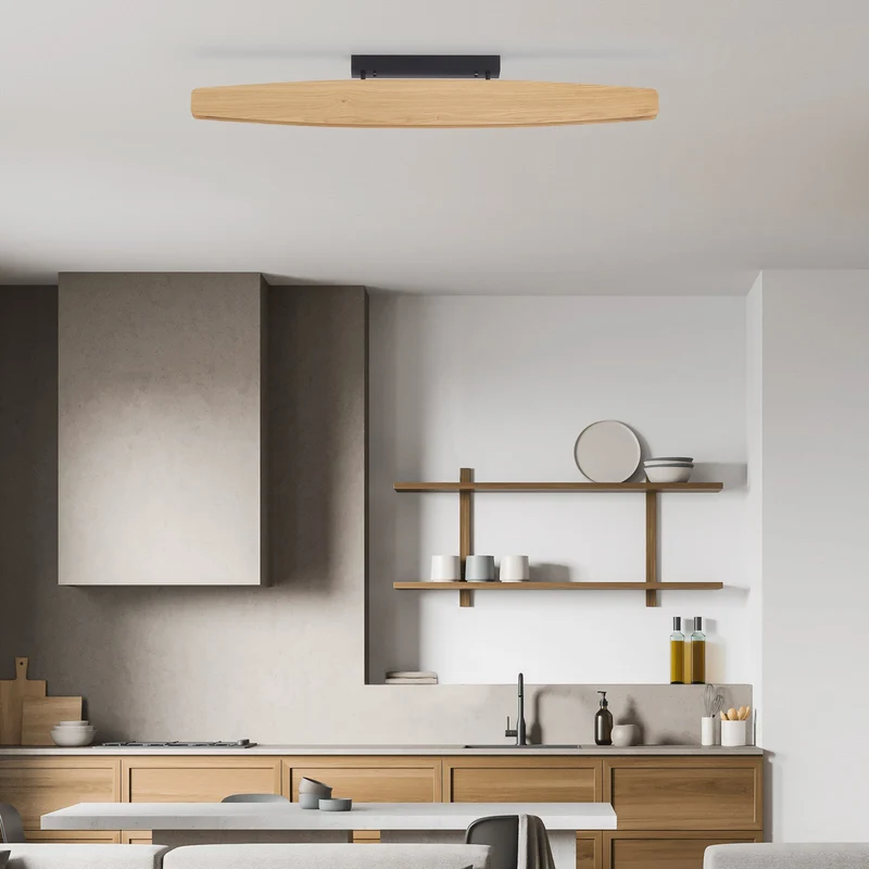 B-Ware Rothfels Deckenleuchte Deckenlampe LED Eiche Persida Handarbeit warmweiß 118 cm