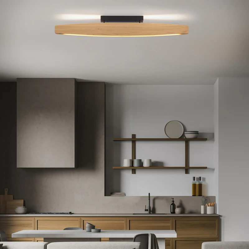 B-Ware Rothfels Deckenleuchte Deckenlampe LED Eiche Persida Handarbeit warmweiß 118 cm