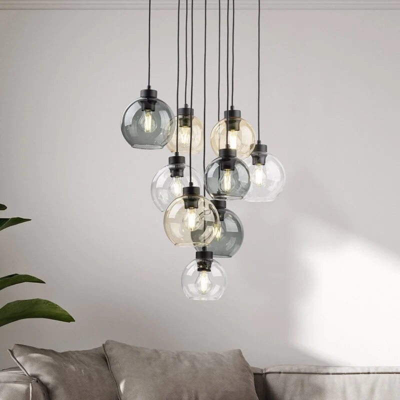 B-Ware Hängelampe Cubus Mix Deckenleuchte Lampe Ø 58 cm mehrfarbig Glas E27 9 flg