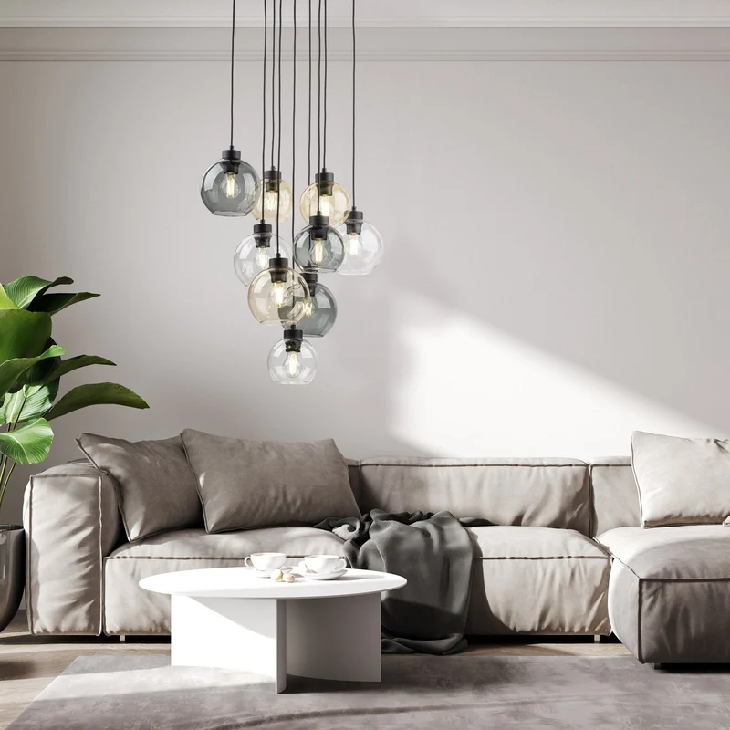 B-Ware Hängelampe Cubus Mix Deckenleuchte Lampe Ø 58 cm mehrfarbig Glas E27 9 flg