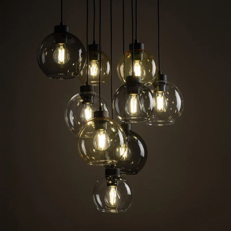 B-Ware Hängelampe Cubus Mix Deckenleuchte Lampe Ø 58 cm mehrfarbig Glas E27 9 flg