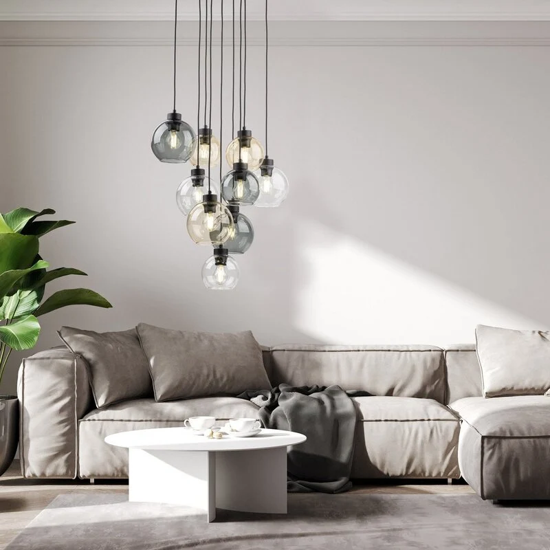 B-Ware Hängelampe Cubus Mix Deckenleuchte Lampe Ø 58 cm mehrfarbig Glas E27 9 flg