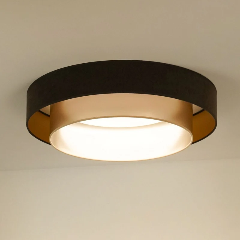 B-Ware Luneta Deckenlampe Deckenleuchte LED Samt braun gold Fernbedienung dimmbar64
