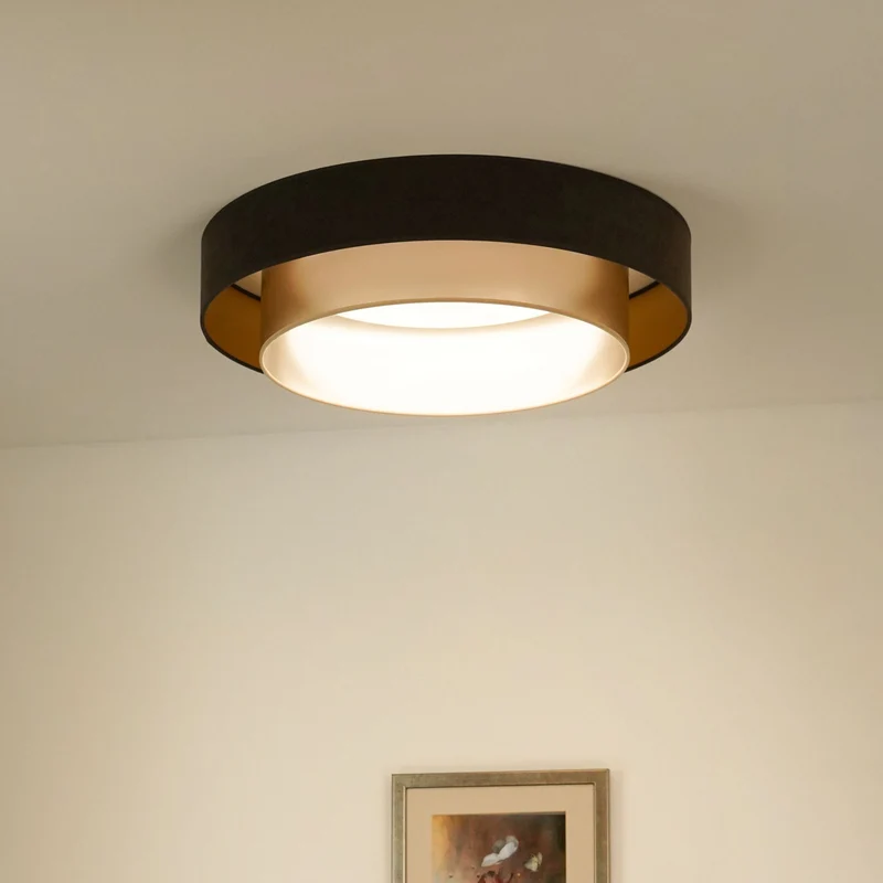 B-Ware Luneta Deckenlampe Deckenleuchte LED Samt braun gold Fernbedienung dimmbar64