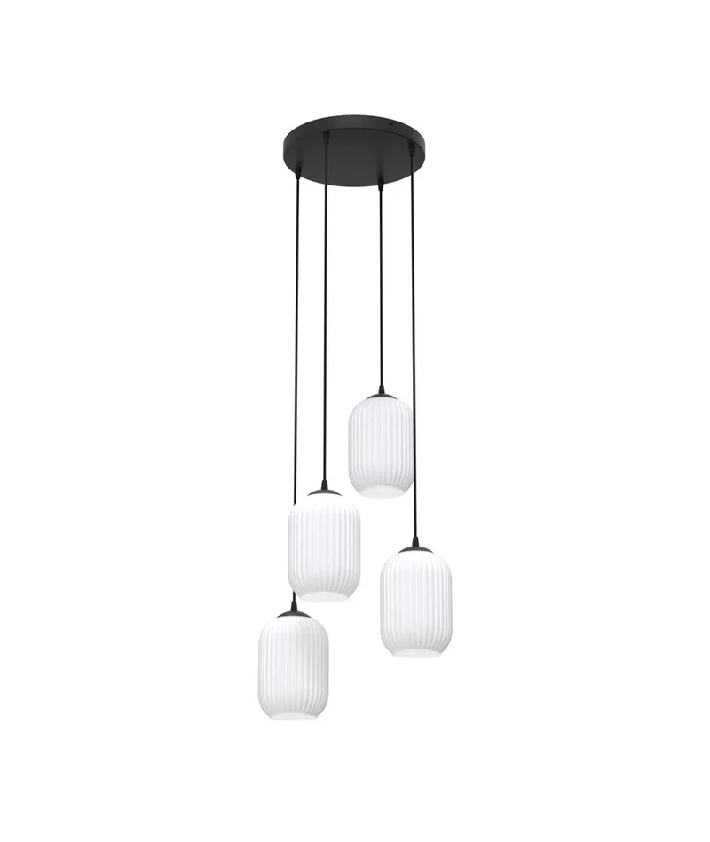B-Ware EMIBIG Hängeleuchte Lampe Verdi 4 × E27 Schwarz Opalweiß Pendelleuchte Lampe358