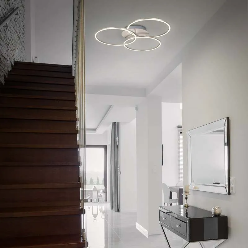 B-Ware Briloner Deckenlampe Frame Deckenlampe Lampe Ring Switch dim nickel 3-flammig