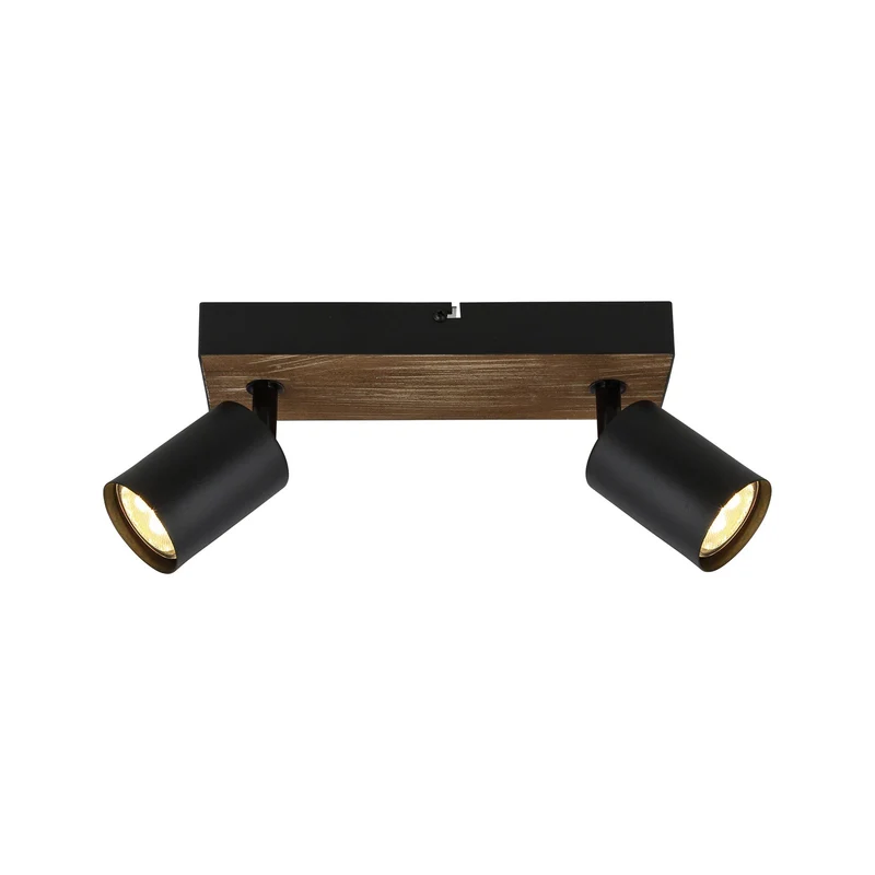 B-Ware Jello Wandleuchte Wandlampe Holzleuchte schwarz holz zweiflammig Beleuchtung