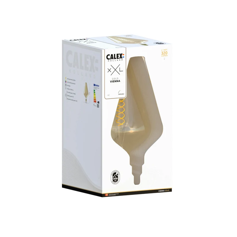 B-Ware Calex LED Lampe Glühbirne Vienna E27 Leuchtmittel dimmbar 2200K gold Glas