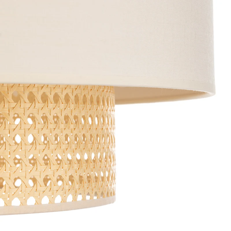 B-Ware Duolla Deckenleuchte Hängelampe Boho Rattanlampe creme weiß 60 cm Baumwolle