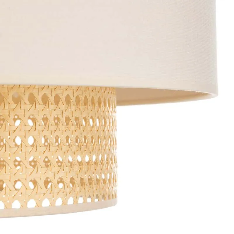 B-Ware Duolla Deckenleuchte Hängelampe Boho Rattanlampe creme weiß 60 cm Baumwolle