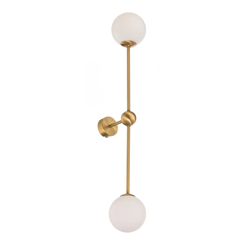 B-Ware ALDEX Wandleuchte Lampe Alison messing weiß 2-flammig Glas Metall 89cm Leuchte