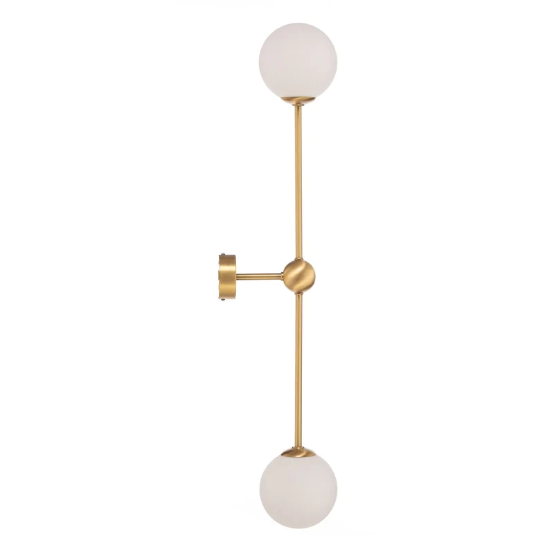 B-Ware ALDEX Wandleuchte Lampe Alison messing weiß 2-flammig Glas Metall 89cm Leuchte