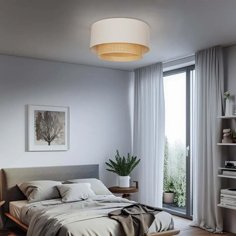 B-Ware Duolla Deckenleuchte Hängelampe Boho Rattanlampe creme weiß 60cm SIEHE TEXT/FOTO