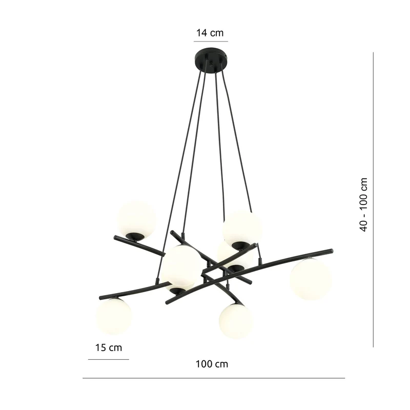 B-Ware Euluna Glassy Hängeleuchte Pendelleuchte Lampe gekreuzt 8-flg Glas opal104