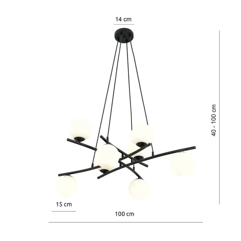 B-Ware Euluna Glassy Hängeleuchte Pendelleuchte Lampe gekreuzt 8-flg Glas opal104