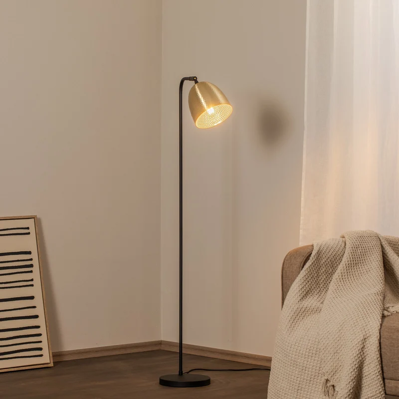 B-Ware Stehlampe Tattoo 4091 Leuchte Lampe gold antik schwarz Metall Höhe 120 cm