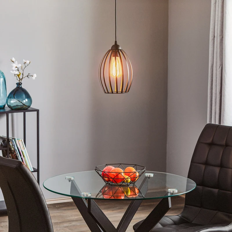 B-Ware HELAM Dali Hängeleuchte Pendelleuchte Lampe einflammig Schwarz Eisen E27 Leuc564