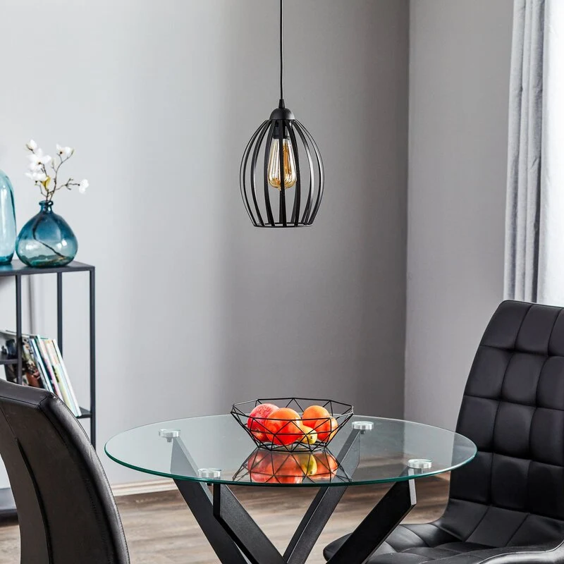 B-Ware HELAM Dali Hängeleuchte Pendelleuchte Lampe einflammig Schwarz Eisen E27 Leuc564