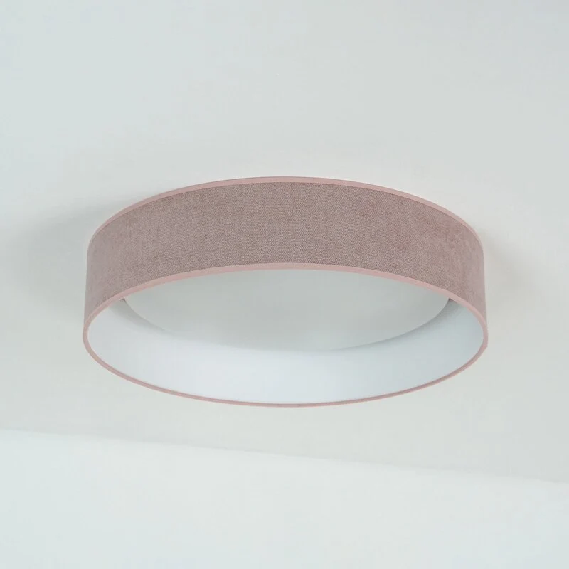 B-Ware Duolla Deckenleuchte Plafond LED Lampe Stoff rosa Fernbedienung dimmbar 45 cm