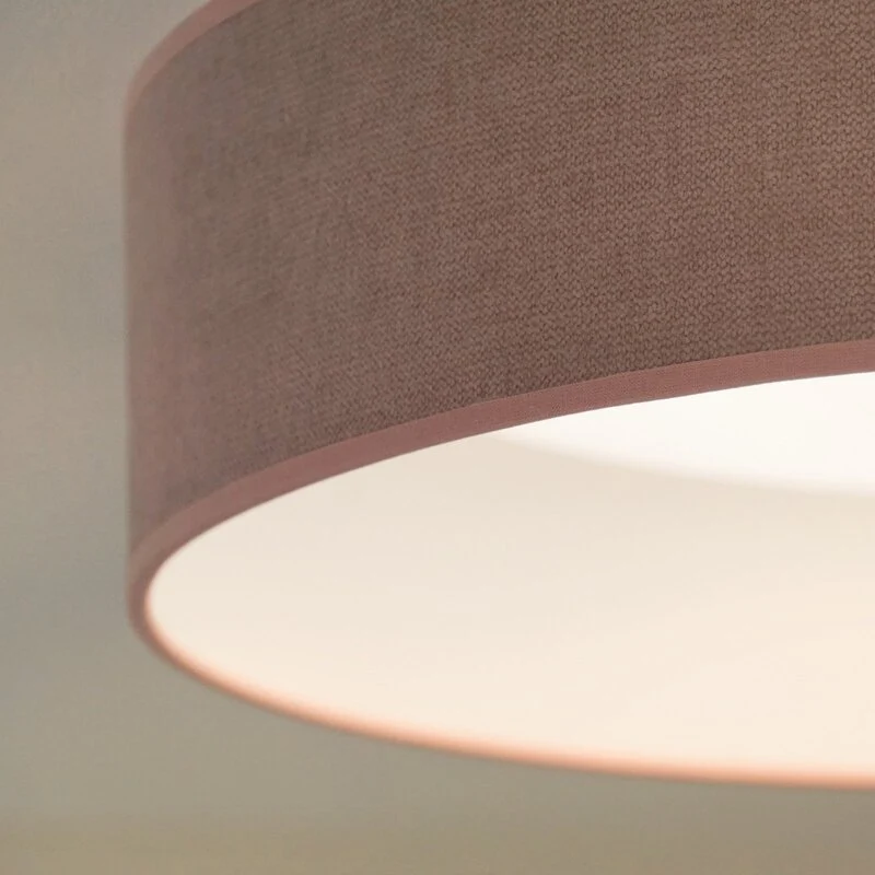 B-Ware Duolla Deckenleuchte Plafond LED Lampe Stoff rosa Fernbedienung dimmbar 45 cm