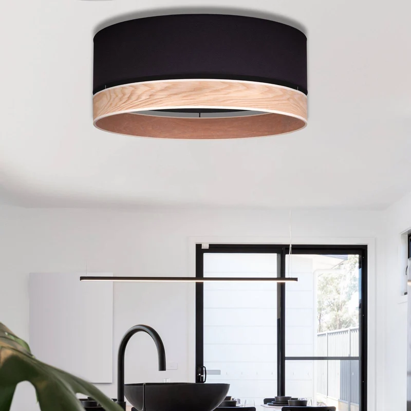 B-Ware Euluna Levo Deckenlampe Deckenleuchte Lampe Ø60cm E27 3-flg esche hell/schwarz