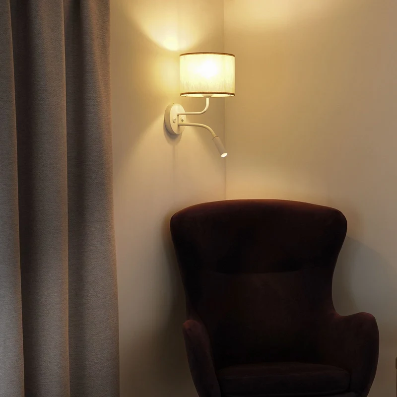 B-Ware Duolla Wandleuchte Lampe Roller Wandlampe Licht Leselicht Baumwolle rohweiß weiß