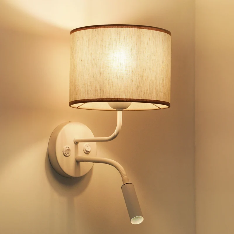 B-Ware Duolla Wandleuchte Lampe Roller Wandlampe Licht Leselicht Baumwolle rohweiß weiß