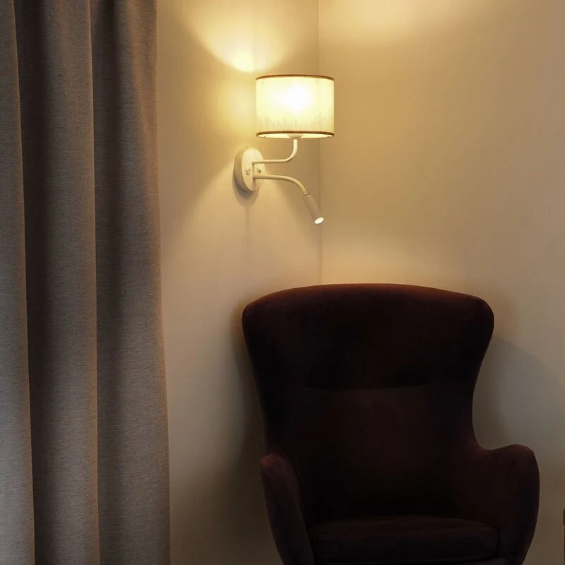 B-Ware Duolla Wandleuchte Lampe Roller Wandlampe Licht Leselicht Baumwolle rohweiß weiß