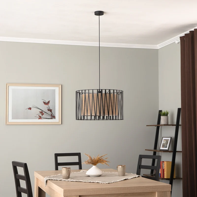 B-Ware TK Lighting Hängeleuchte Pendelleuchte Harmony Lampe schwarz Jute natur Ø 50 cm