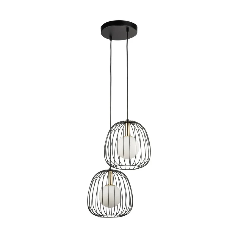 B-Ware SIGMA Hängeleuchte Pendellampe Esszimmerlampe schwarz gold weiß 2flg modern