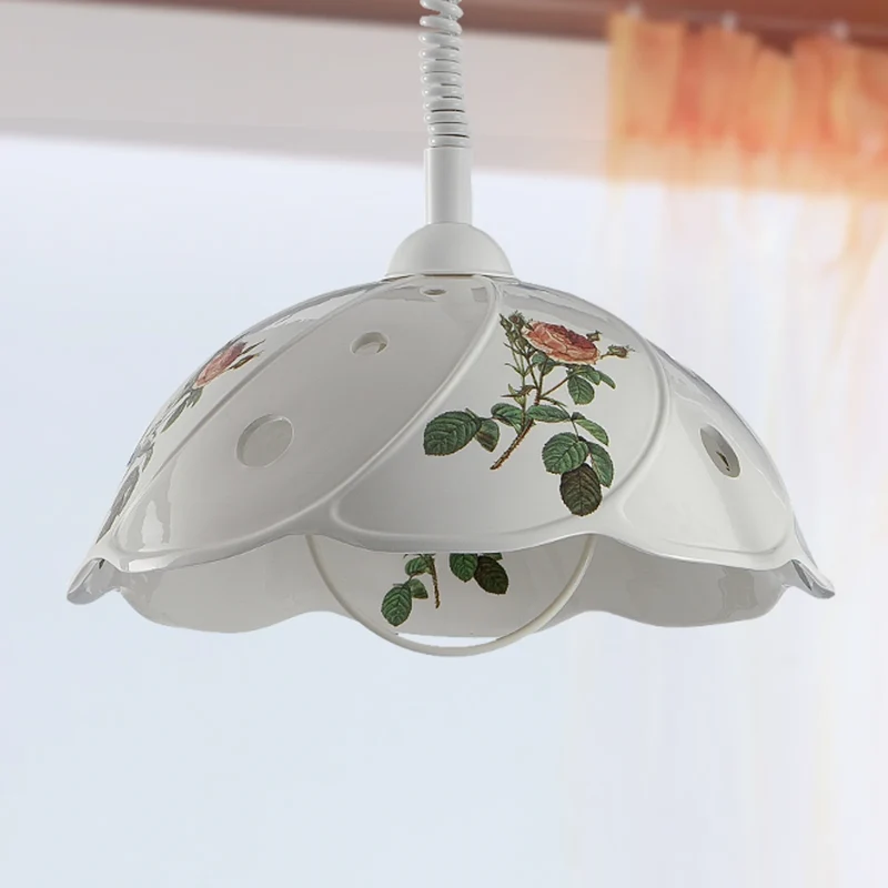 B-Ware Ceramiche Hängeleuchte Pendelleuchte ROSA Zugpendel weiß rosa Ø 40 cm Keramik