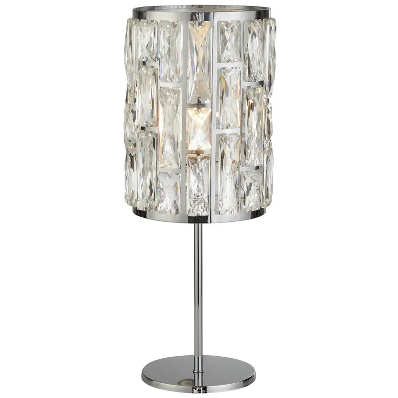B-Ware Searchlight Tischleuchte Lampe Bijou Kristallglas chrom Glas transparent 43,5 cm