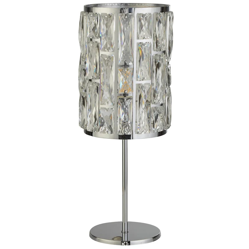 B-Ware Searchlight Tischleuchte Lampe Bijou Kristallglas chrom Glas transparent 43,5 cm