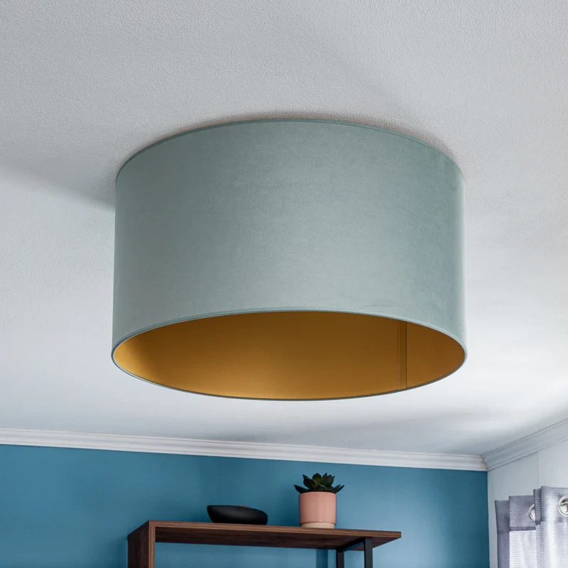 B-Ware Duolla Deckenleuchte Deckenlampe Golden Roller Lampe E27 mintgrün gold Samt 60cm