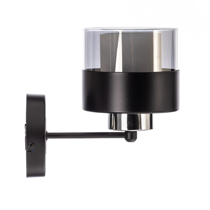 B-Ware Avonni Wandleuchte AP-4288-1BSY Lampe Wandlampe Metall E27 Glas Schwarz