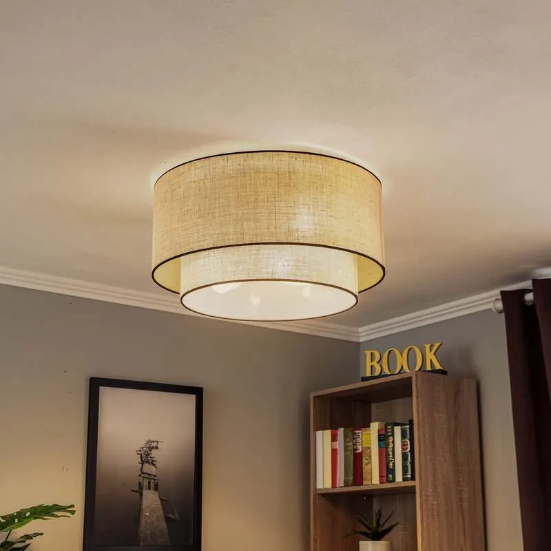 B-Ware Euluna Deckenlampe Boho jute & black Ø60cm Deckenlampe Deko-Deckenlicht Leuchte
