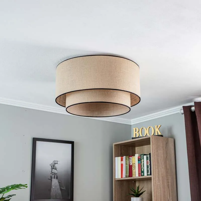 B-Ware Euluna Deckenlampe Boho jute & black Ø60cm Deckenlampe Deko-Deckenlicht Leuchte