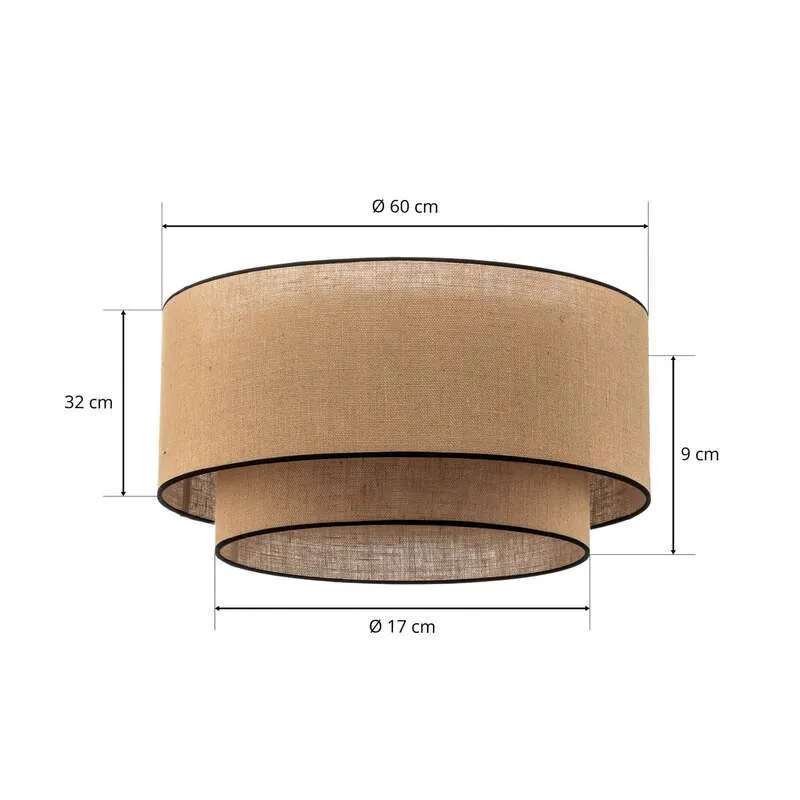 B-Ware Euluna Deckenlampe Boho jute & black Ø60cm Deckenlampe Deko-Deckenlicht Leuchte