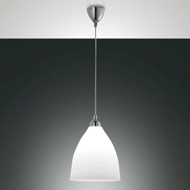 B-Ware Fabas Luce Glas-Hängeleuchte Hängeleuchte Lampe Leuchte PROVENZA 27cm weiß 75W E