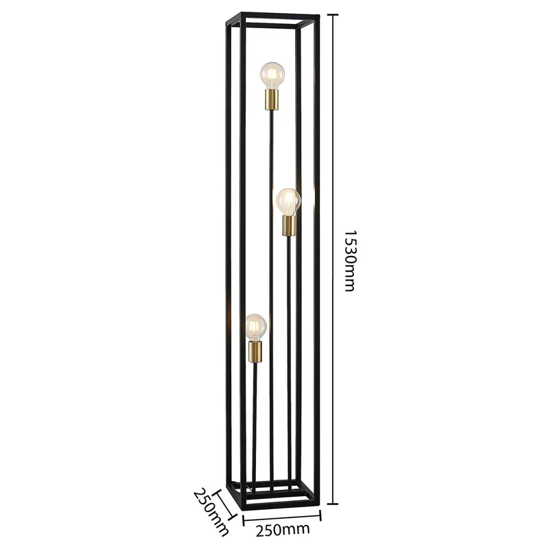 B-Ware Lindby Tiliane Käfig-Stehlampe Stehleuchte Wohnzimmerlampe 3-flammig E27 schwarz
