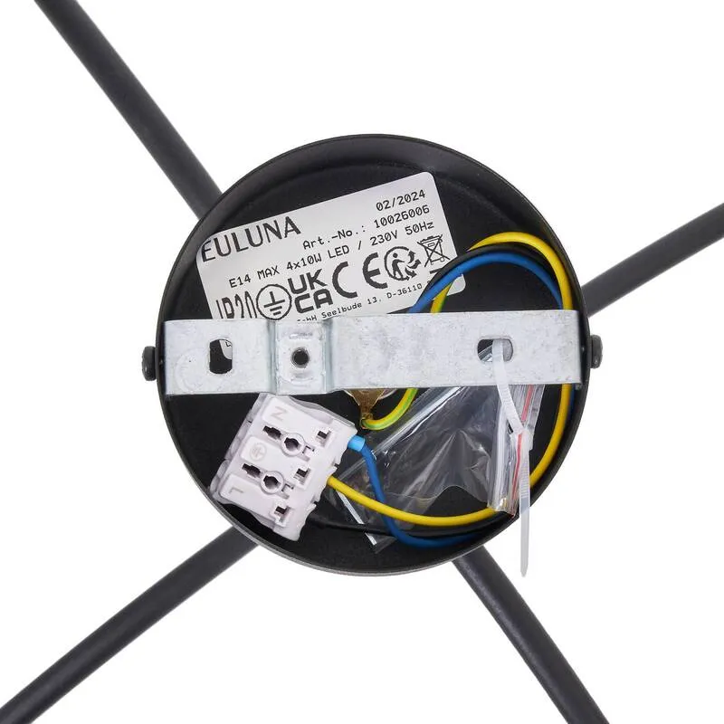 B-Ware Euluna Deckenleuchte Lampe Karda schwarz 4-flammig Raumlicht Metall Glas dimmbar