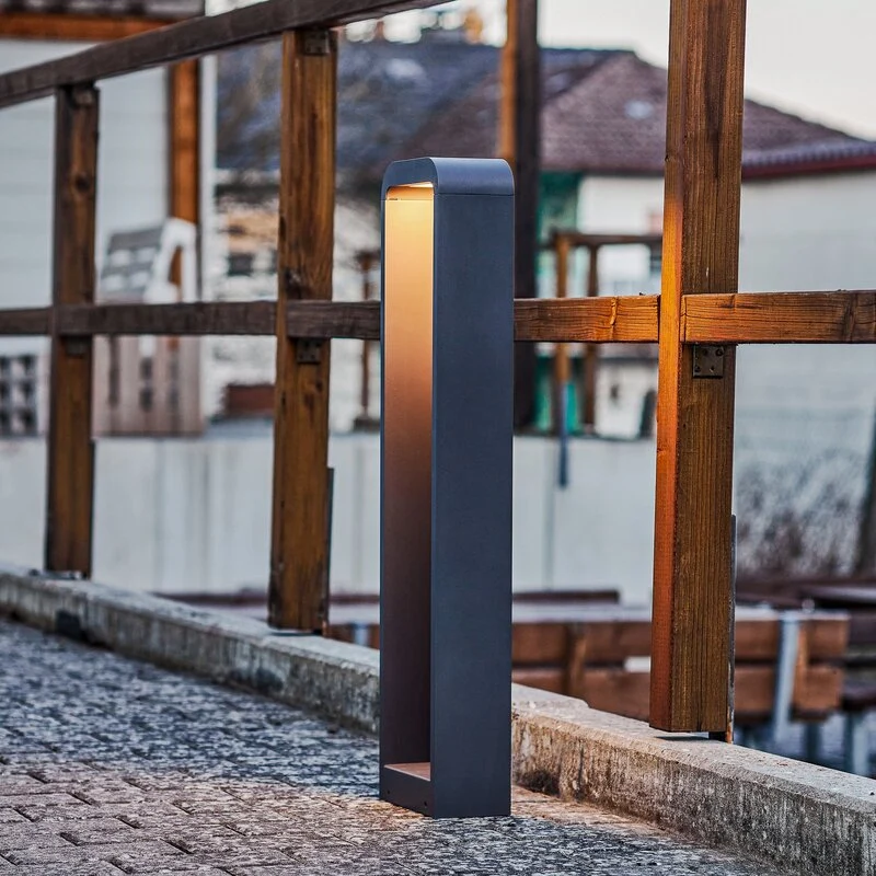 B-Ware Lindby Wegeleuchte Außenleuchte LED Wegelampe dunkelgrau Aluminium Emima 80 cm