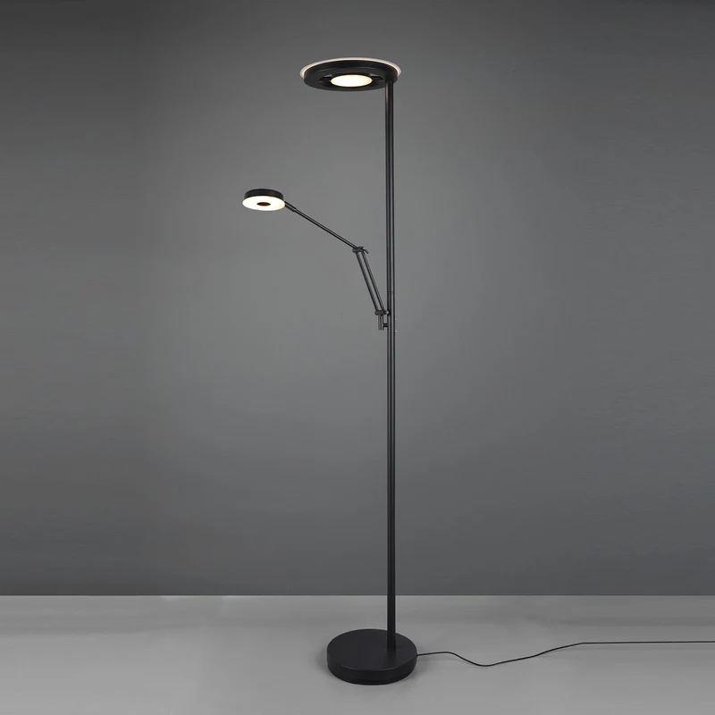 B-Ware Trio Lighting Deckenfluter Stehlampe LED Leselicht Barrie schwarz matt Metall