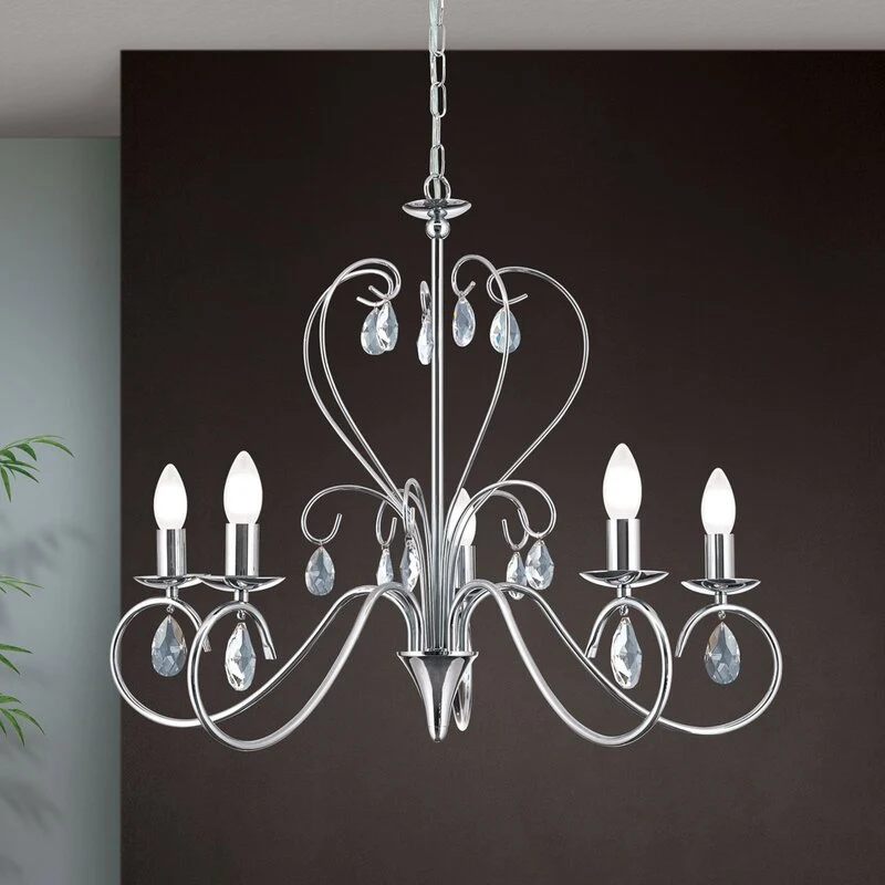 B-Ware ORION Kronleuchter Deckenlampe Alessia Kristallglas chrom 5-flammig