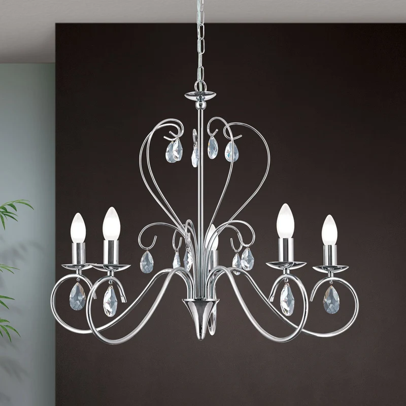 B-Ware ORION Kronleuchter Deckenlampe Alessia Kristallglas chrom 5-flammig