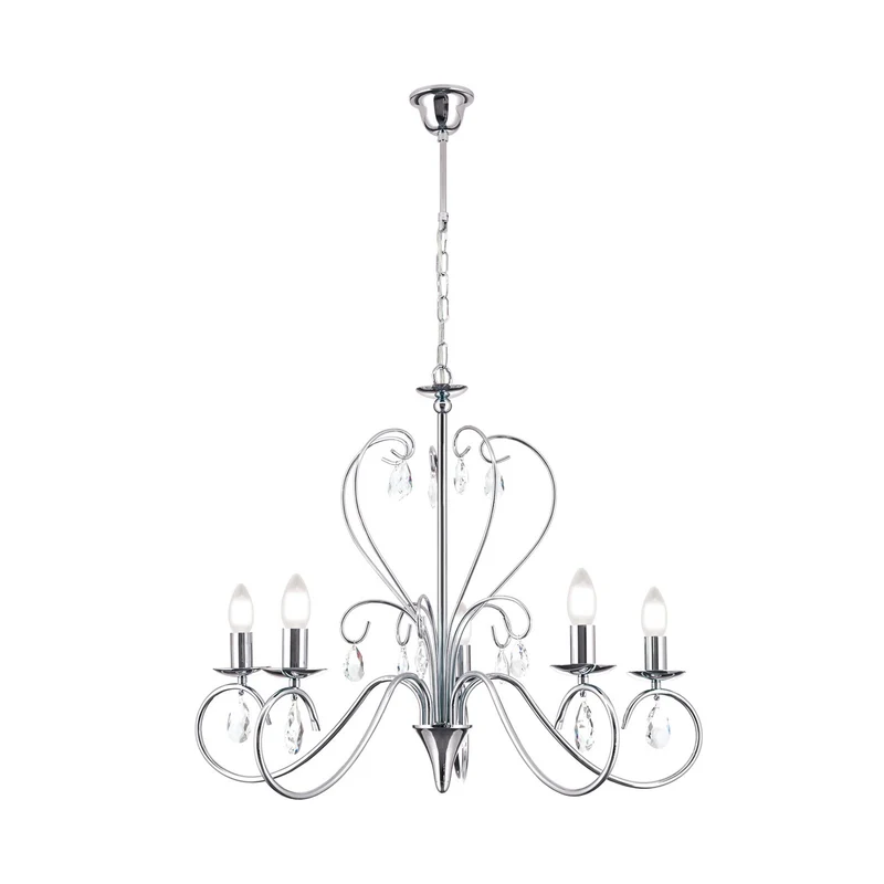 B-Ware ORION Kronleuchter Deckenlampe Alessia Kristallglas chrom 5-flammig