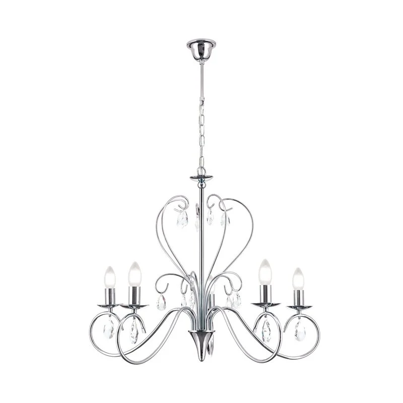 B-Ware ORION Kronleuchter Deckenlampe Alessia Kristallglas chrom 5-flammig