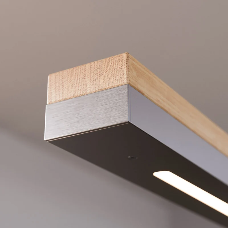 B-Ware Quitani Pendelleuchte Hängelampe LED Lampe Elna Eiche Nickel 118 cm