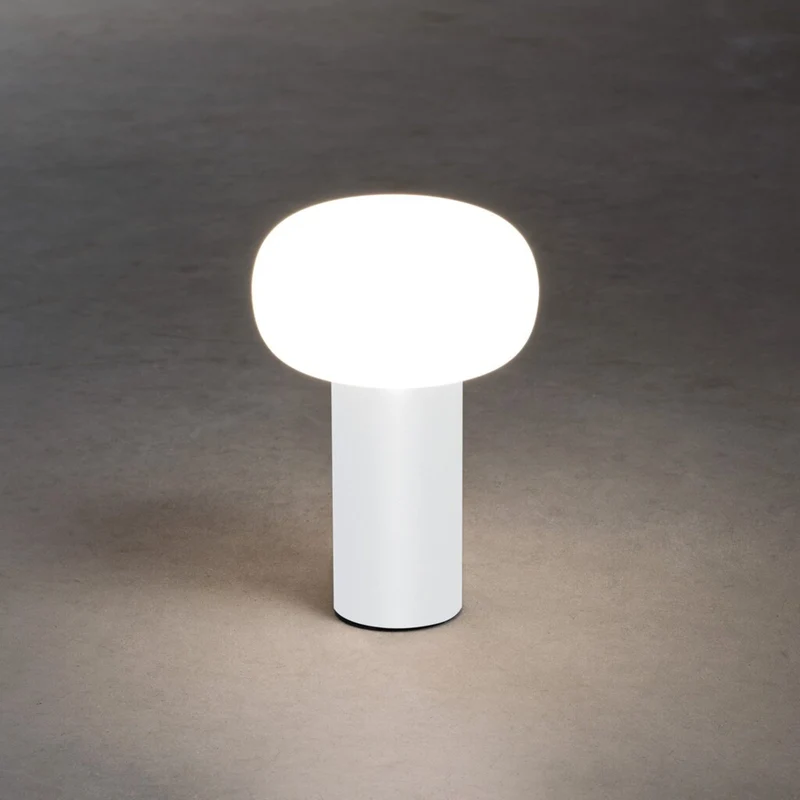 B-Ware Antibes LED Tischleuchte Terrassenleuchte Akku RGBW Glas Aluminium weiß IP54